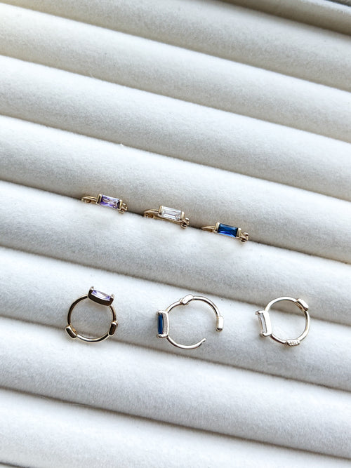 E/Hoops with blue sapphire /Amethyst/topaz